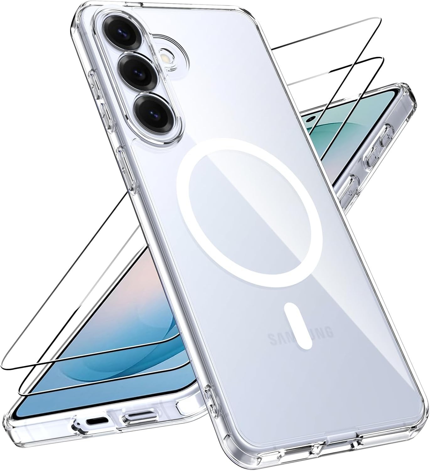 Samsung Galaxy S26 Clear Magnetic Case with 2 Tempered Glass Screen Protectors,
