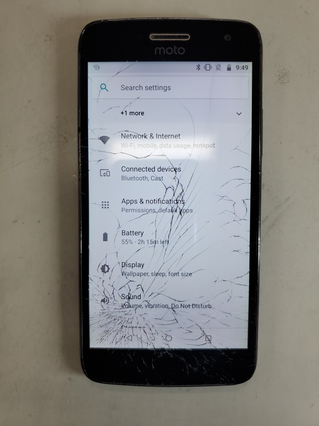 Motorola Moto G5 Plus 64GB XT1687 Gray (T-Mobile Only) – Cracked Glass – – 3IH6