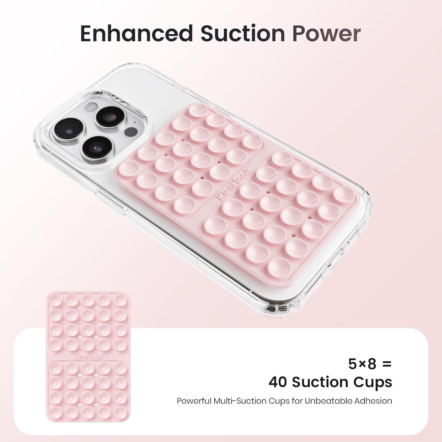 Silicone Double-Sided Suction Cup Phone Case Detachable Mount for iPhone, Light