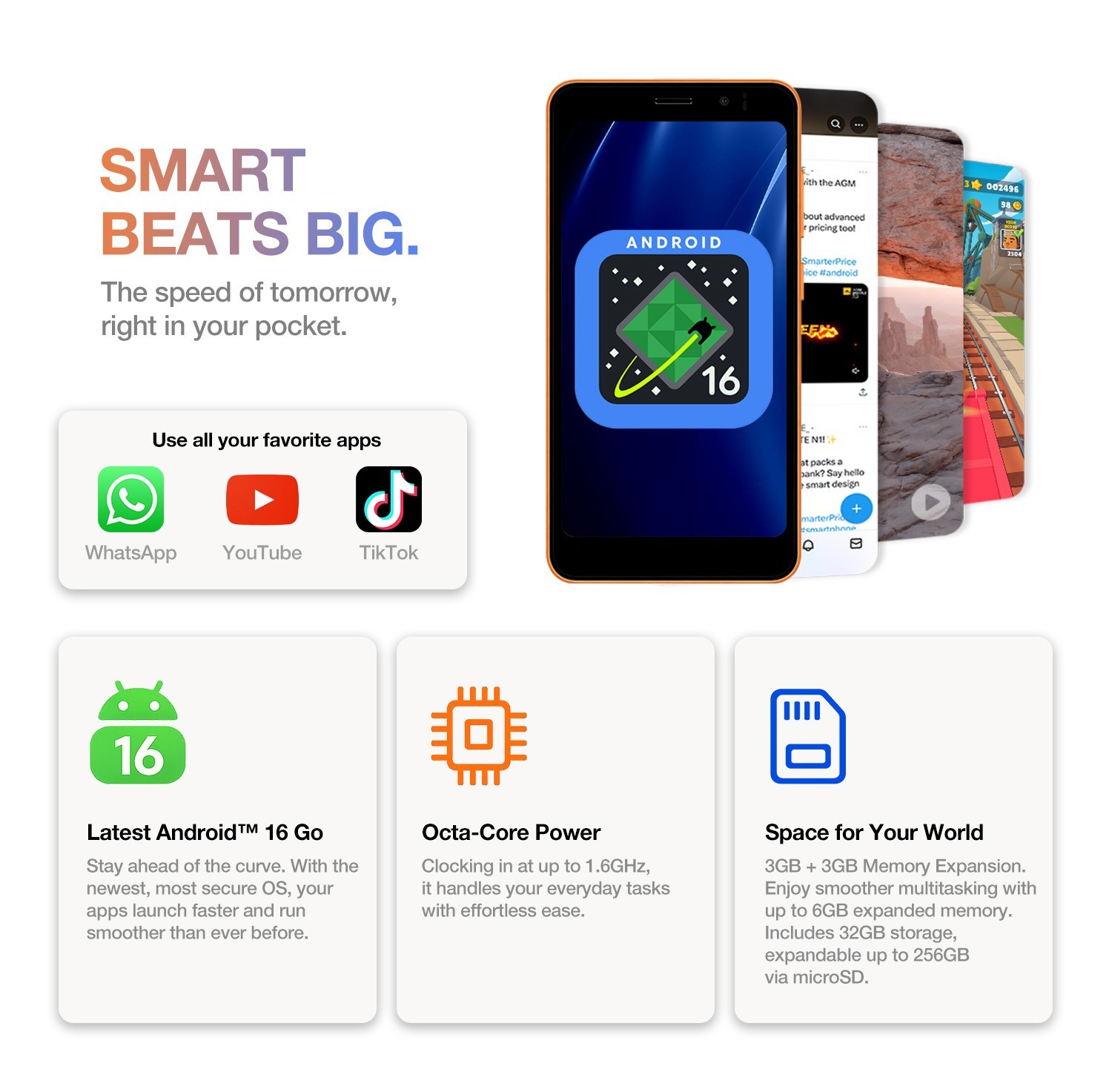 AGM N2 Android 16 Go Mini SmartPhone 4.96in 3GB+32GB 4G T-Mobile Unlocked Phone