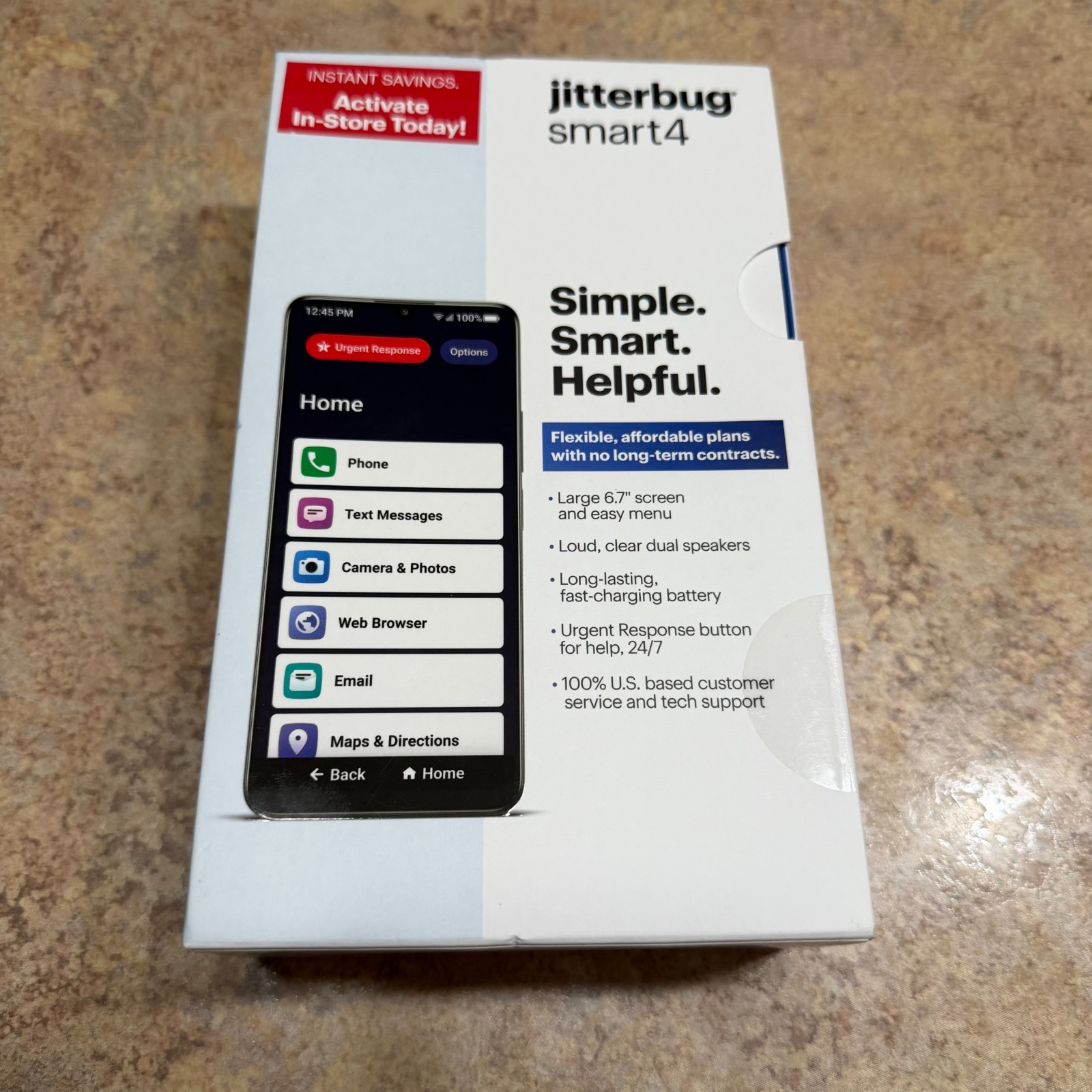 Lively Jitterbug Smart4 Smartphone for Seniors — Black NIB