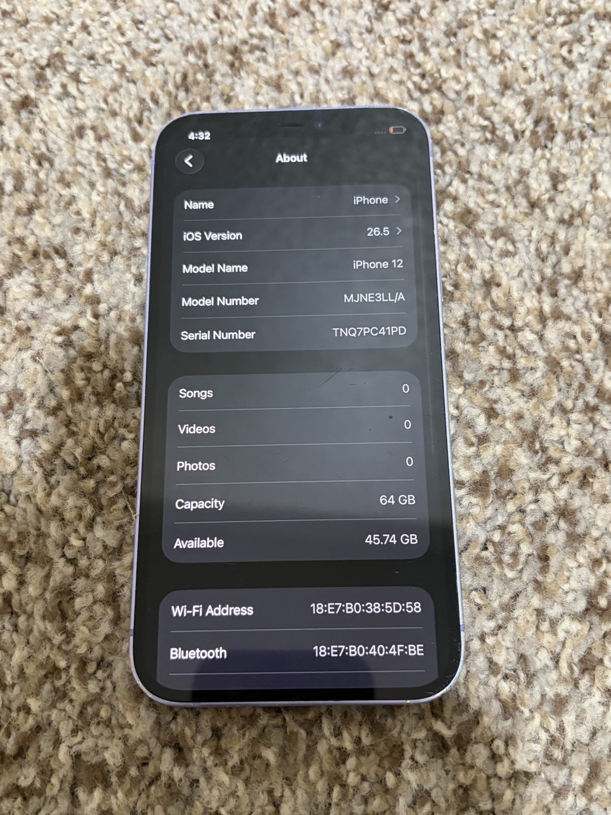 Apple iPhone 12 – 64GB – Purple (Read Description)