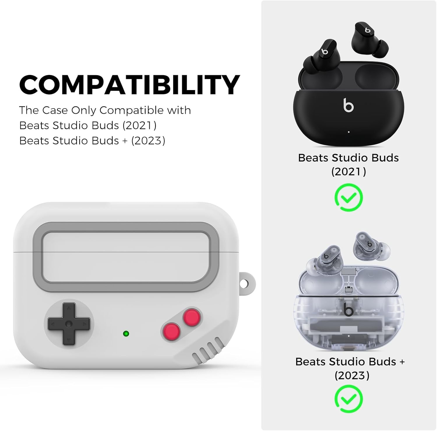 Silicone Case for Beats Studio Buds, Game-Machine Design Cover (Light Grey)