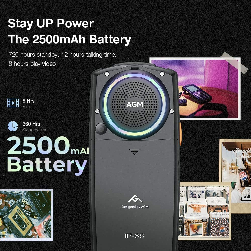AGM M6 Basic Phone Large Speaker Big Button Cell Phone No Wifi for Seniors Kids