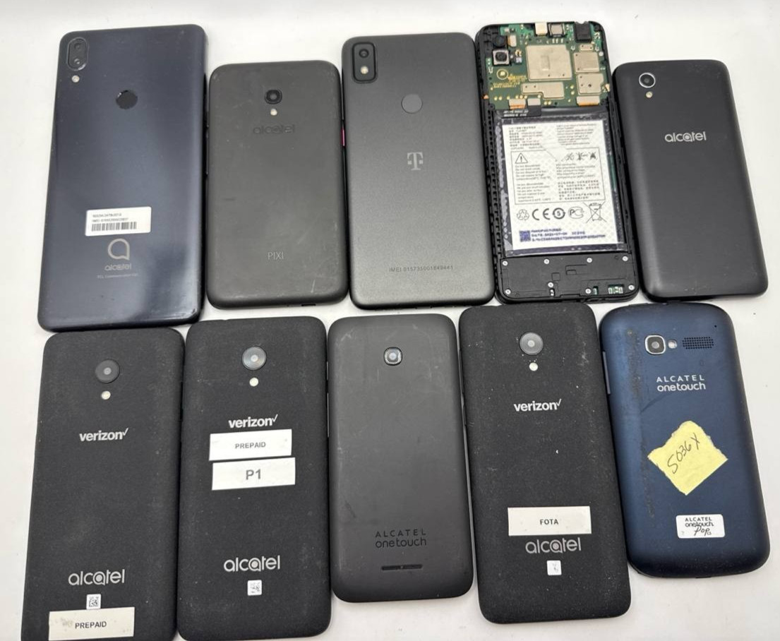Lot of 10 Android Smartphones Alcatel 3V 1X 3H Plus Pop C5 Revvl 4 No Power READ