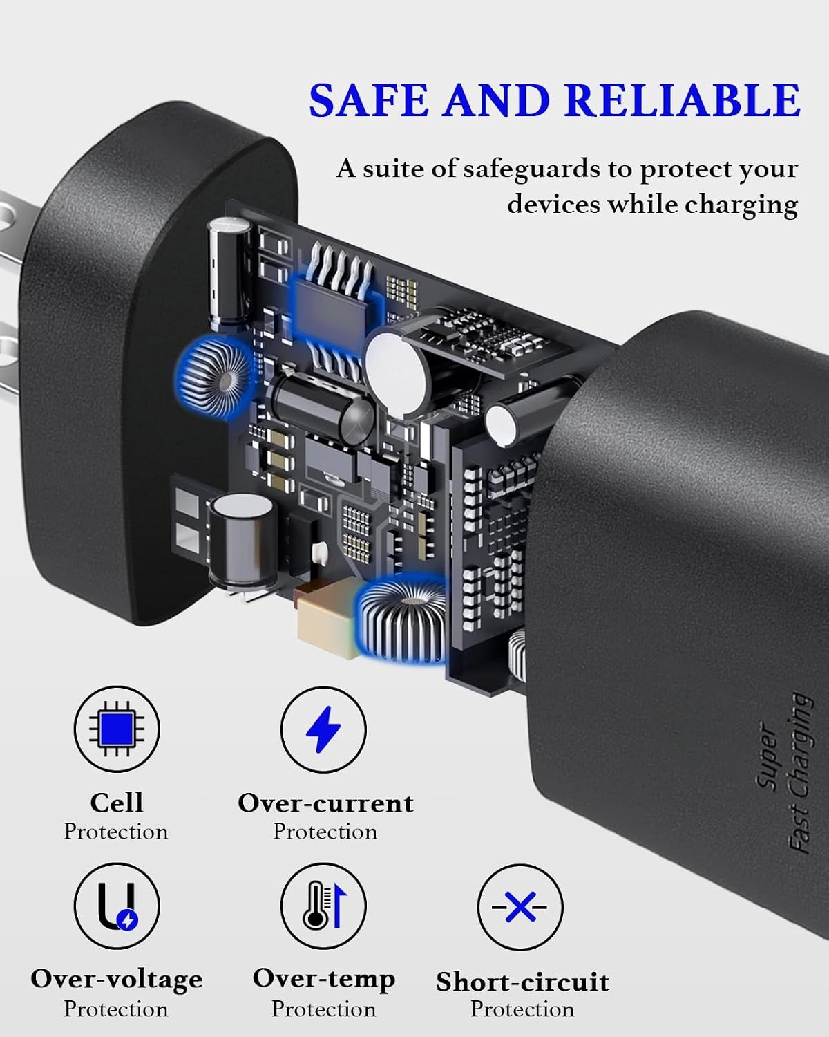 25W Fast Charging Type-C Charger Block 10ft for Galaxy S25/S24 Ultra