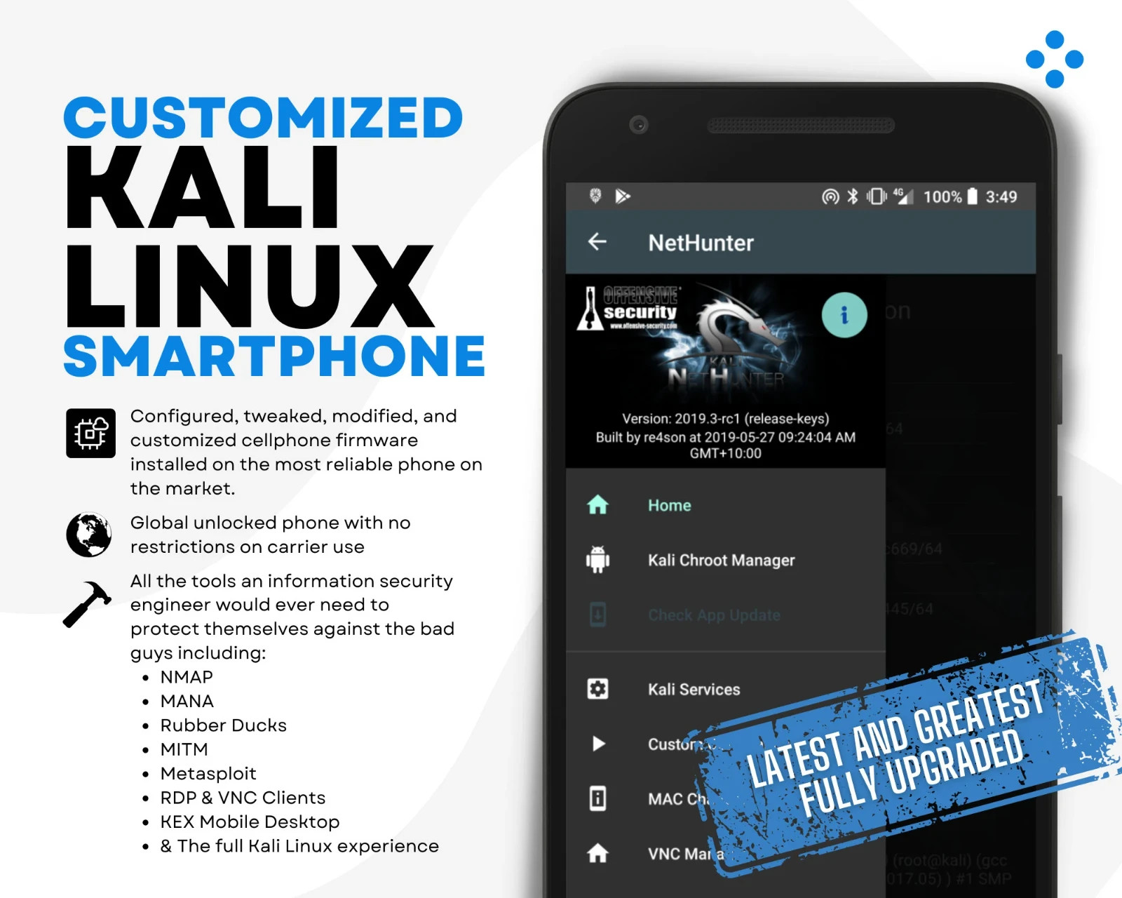 Unlimited Coverage – Nexus 5X Rooted Security Kali Nethunter Phone (Unlocked)