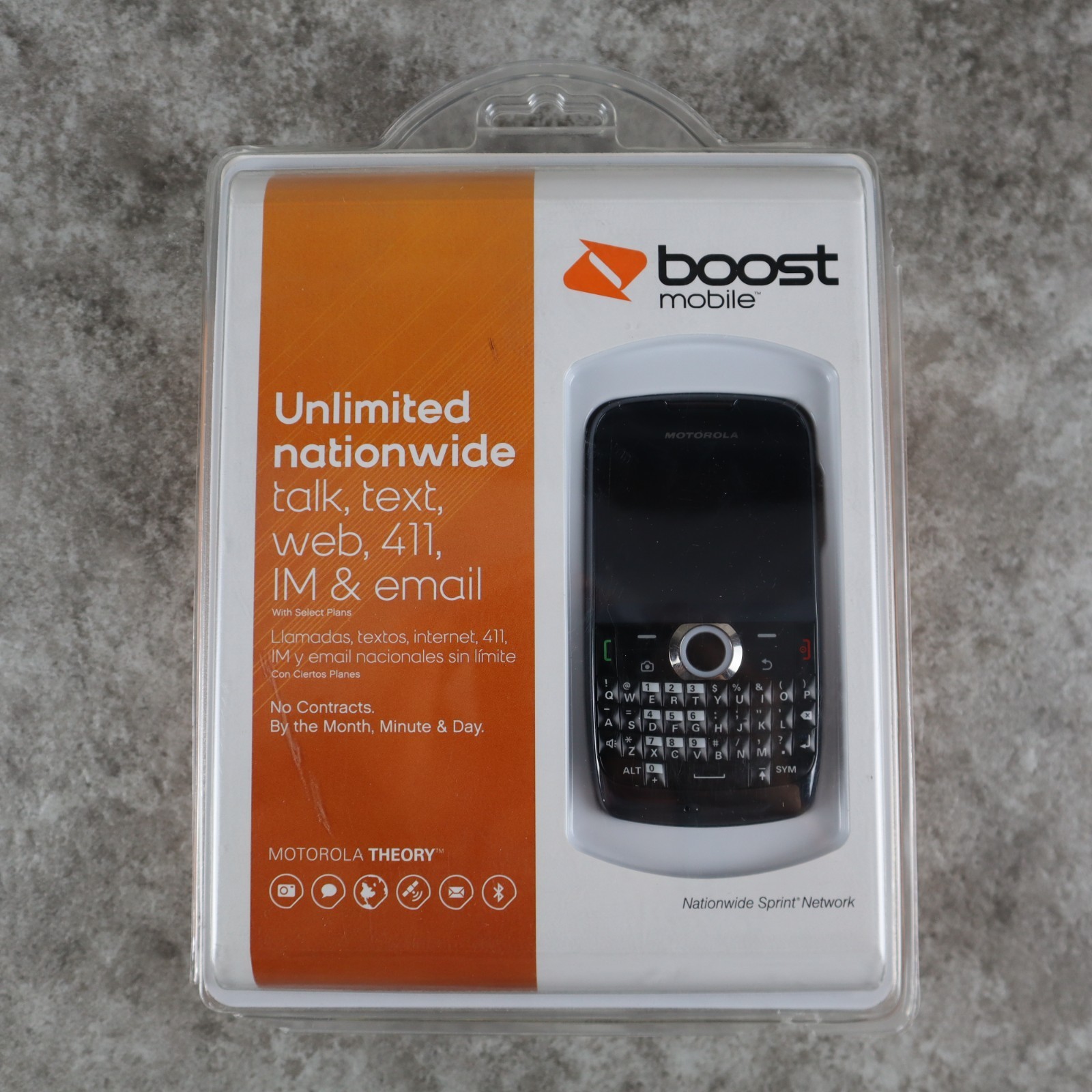 Motorola Theory Boost Mobile 13 MP Camera – Talk Text Web 411 IM Email