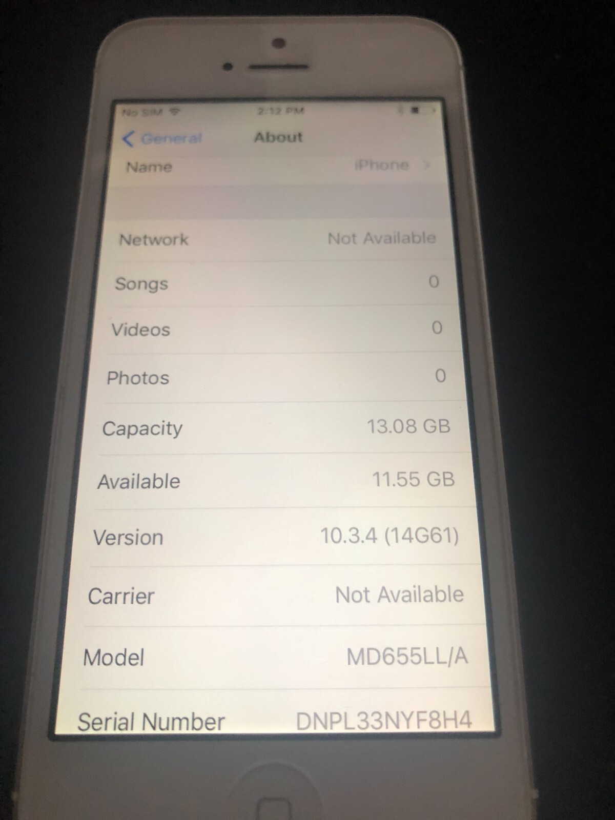 Apple iPhone 5 – 16GB – White & Silver (Verizon) A1429 (CDMA + GSM) IOS 10.3.4