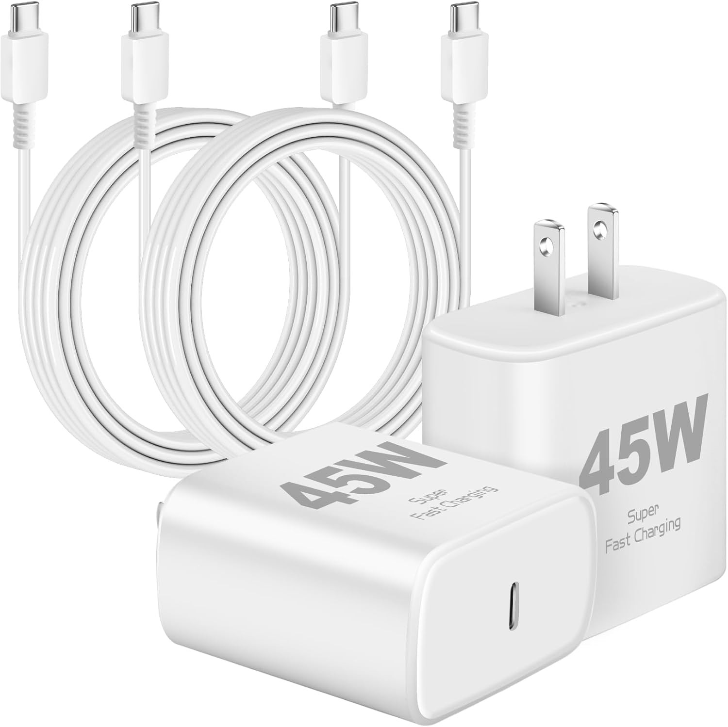 45W Super Fast Samsung Charger, USB C Android Phone Chargers, 2Pack 10FT Cord