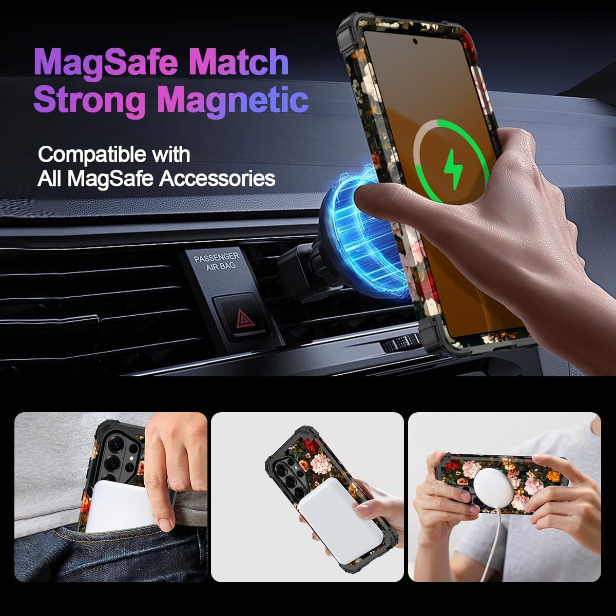 Galaxy S26 Ultra Case Magnetic Three Layer Heavy Duty Shockproof Hard Plastic+So