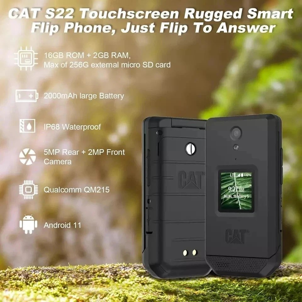 CAT S22 T-Mobile 4G GSM Rugged Waterproof Touchscreen Camera Flip Phone Bad Mic