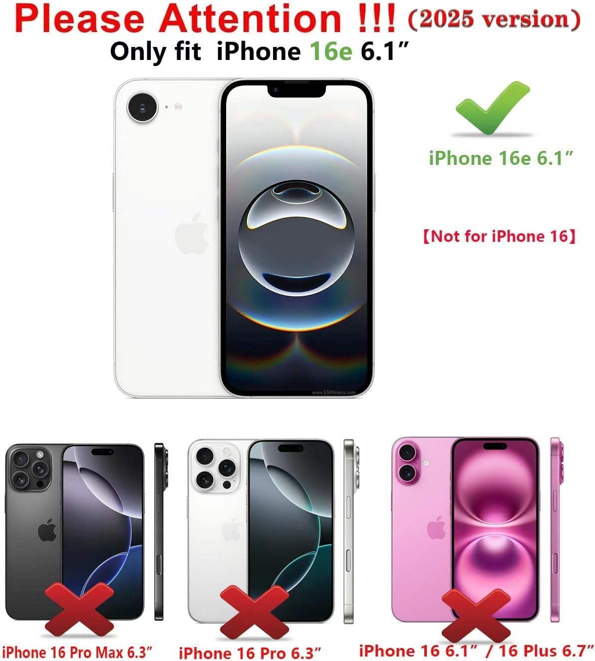 iPhone 16e Case & iPhone 17e Case Wallet, Dual Layer Shockproof Slim Phone Cover