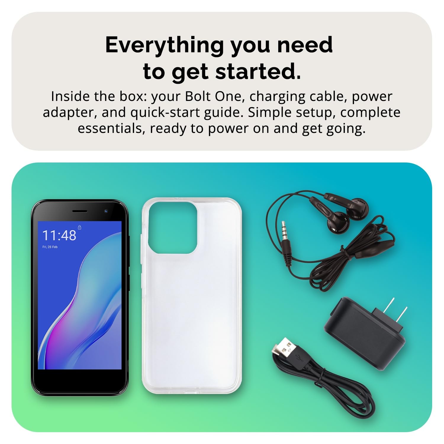 Bolt One | Dual SIM | Unlocked Smartphone | Android 14 (Go Edition) | 2 Day B…