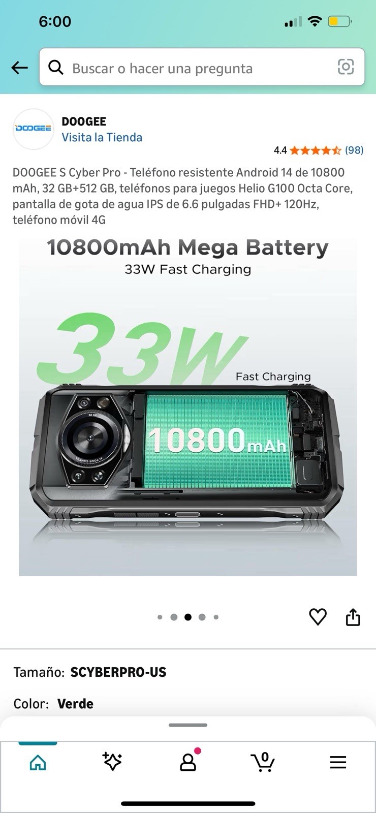 DOOGEE S Cyber ​​Pro Android 14 Phone 10800mAh Battery, 32GB+512GB Storag