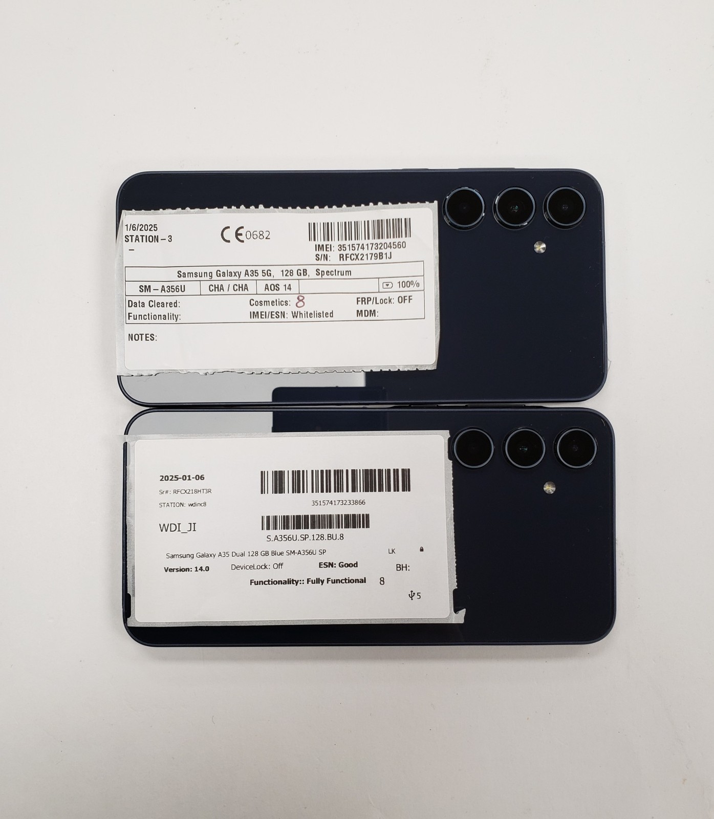 Lot of 2 Samsung A35 SM-A356U 128GB Blue Spectrum Only **READ**