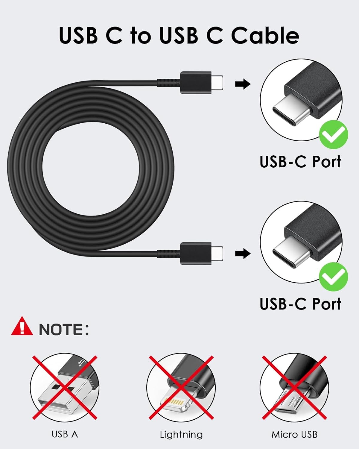 25W Fast Charger Adapter Type-C 2 Pack with 6FT Cable for Galaxy S24/S25