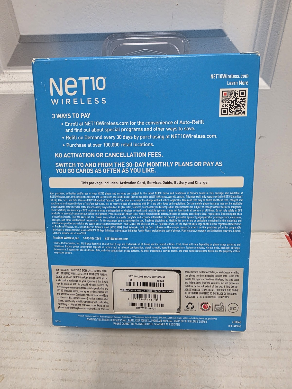 BRAND NEW LG 306G Net10 Wireless Smart Phone (Android)