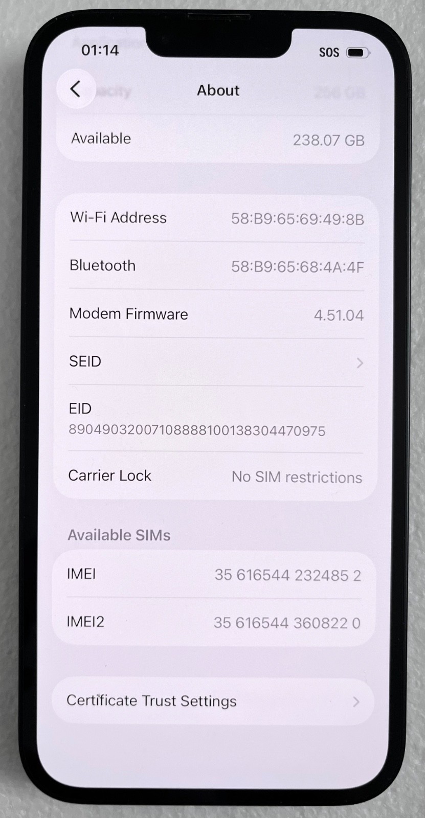 Apple iPhone 14 – 256GB Midnight Black【Factory Unlocked】All CARRIERS E-SIM