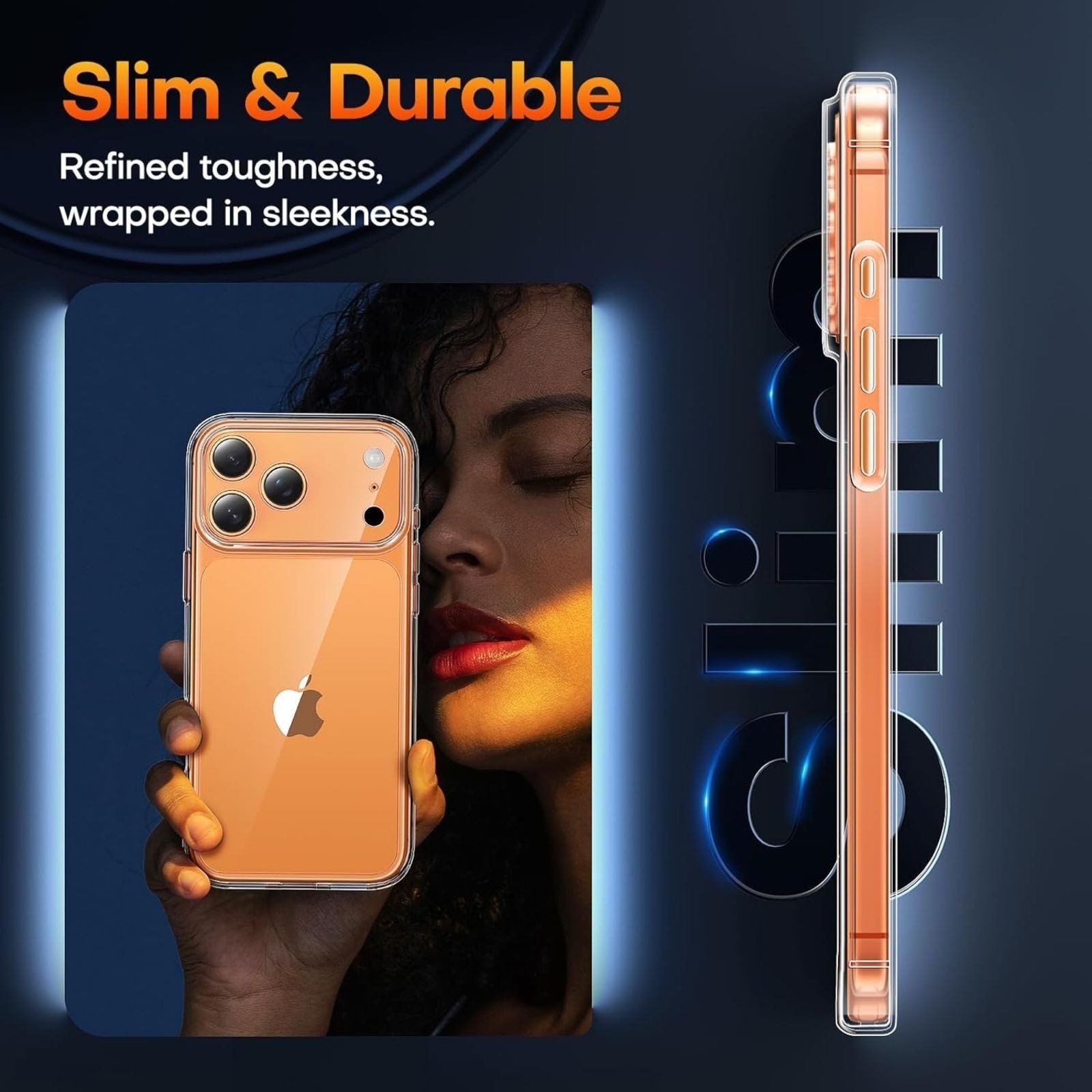 iPhone 17 Pro Max Case, Slim Shockproof Clear Case with Full Camera Protection