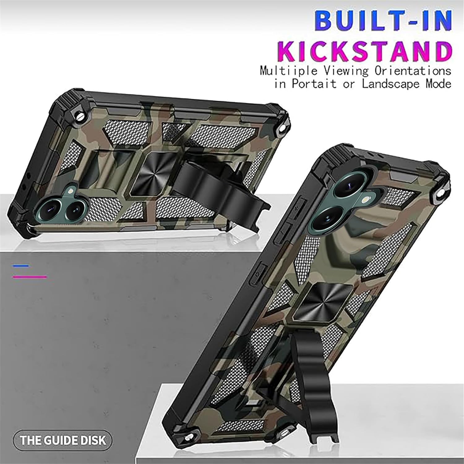 Samsung Galaxy A06 Camo Case with Kickstand, Heavy Duty Shockproof Protective Ca