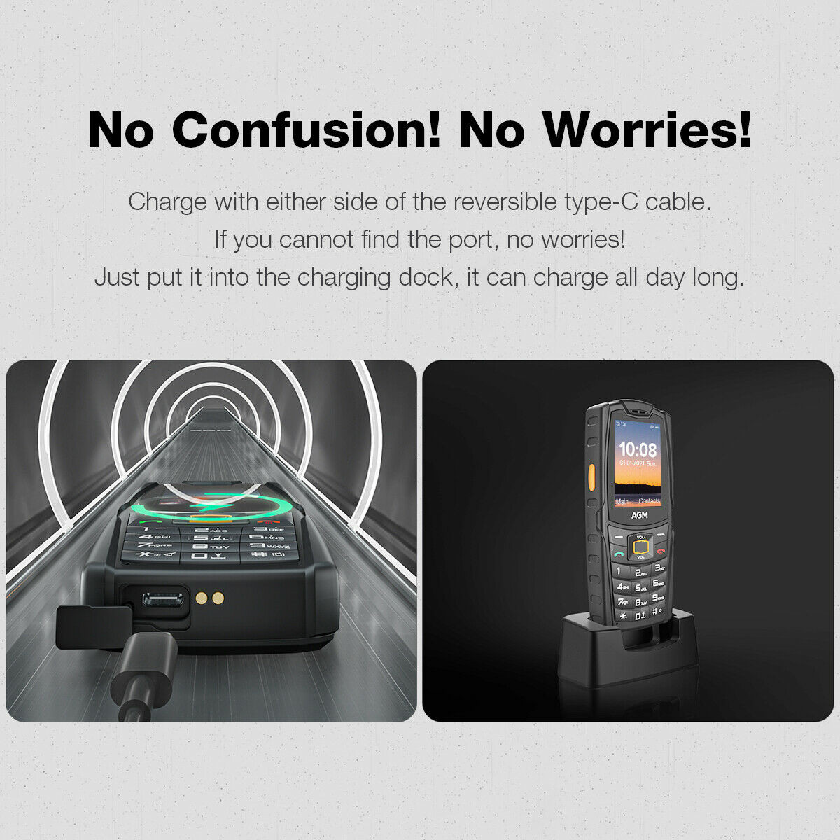 AGM M6 Basic Phone Large Speaker Big Button Cell Phone No Wifi for Seniors Kids