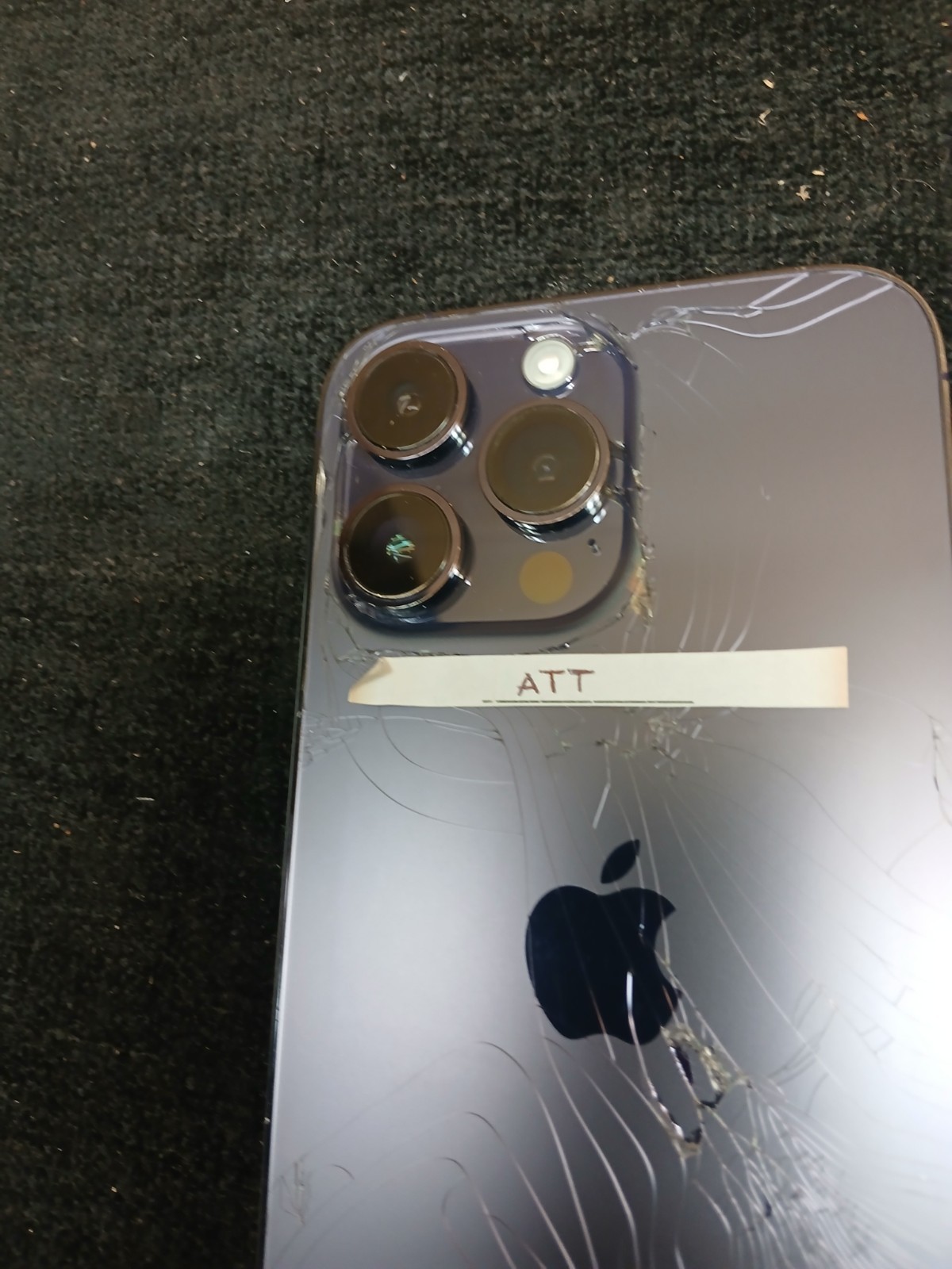 Apple iPhone 14 Pro Max 128GB Deep Purple ATT 89% 🔋 Cracked Back