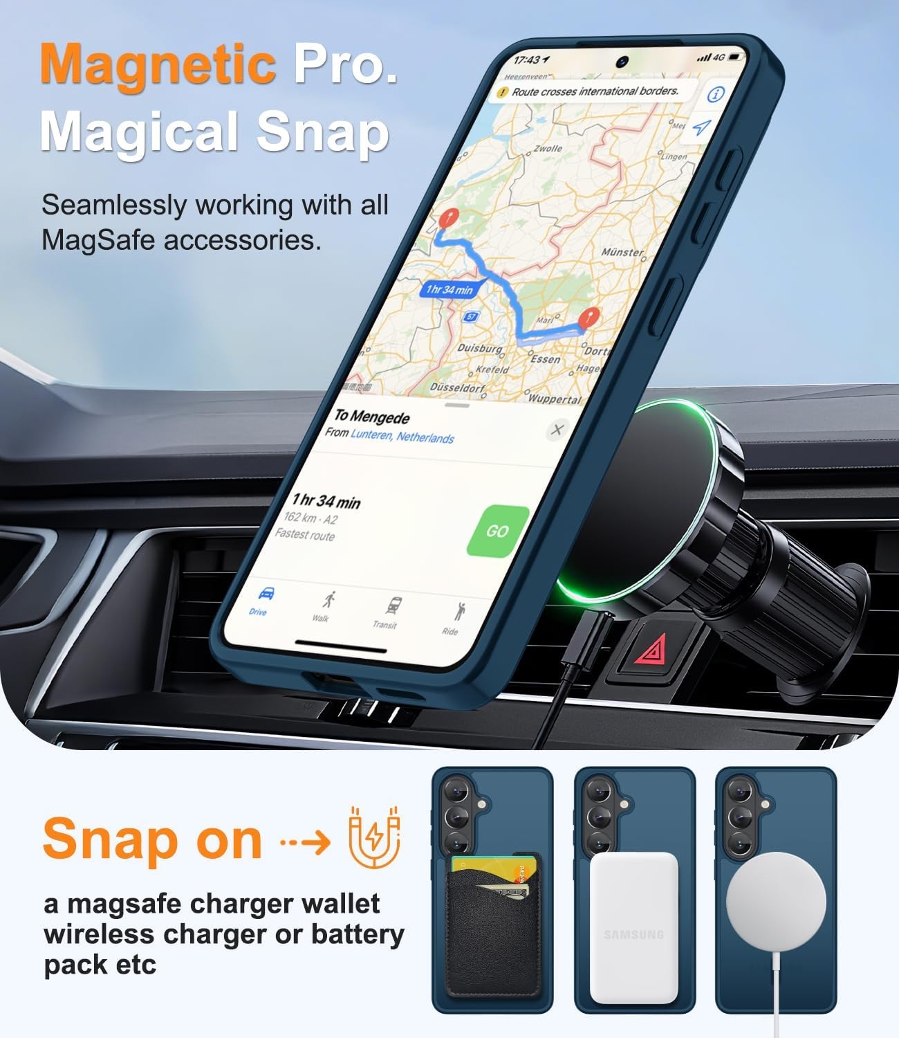 Magnetic for Samsung Galaxy S26 Case with Screen Protector + Wrist Strap, Deep B