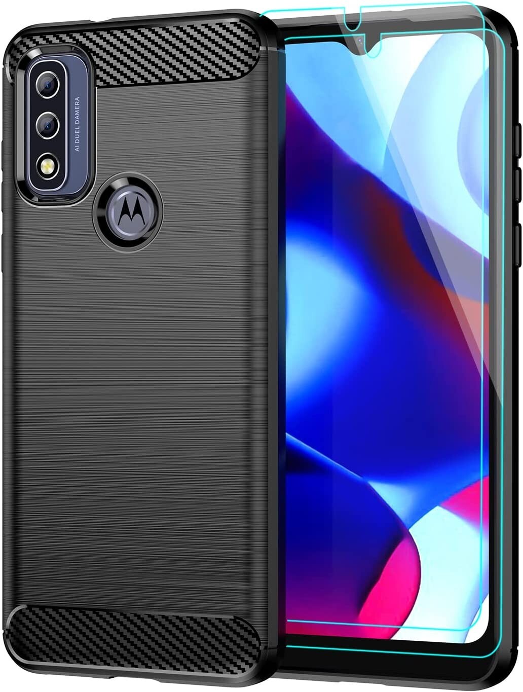 For Motorola Moto G Pure Case+Screen Protector, Cover Slim TPU Bumper Shockproof
