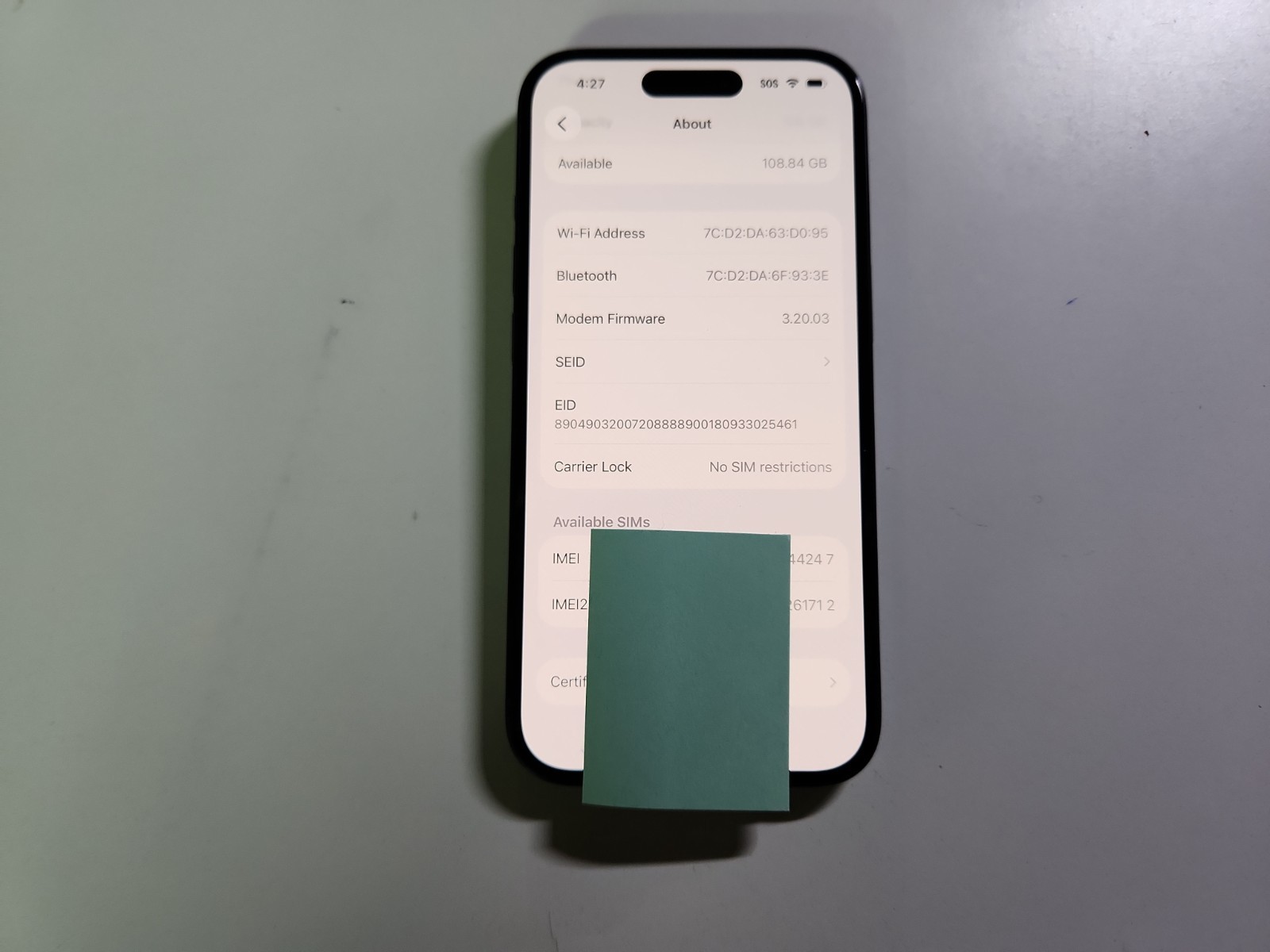 Apple iPhone 15 A2846 eSIM 5G 128GB Unlocked Clean IMEI BH=100% Charged 44 Times