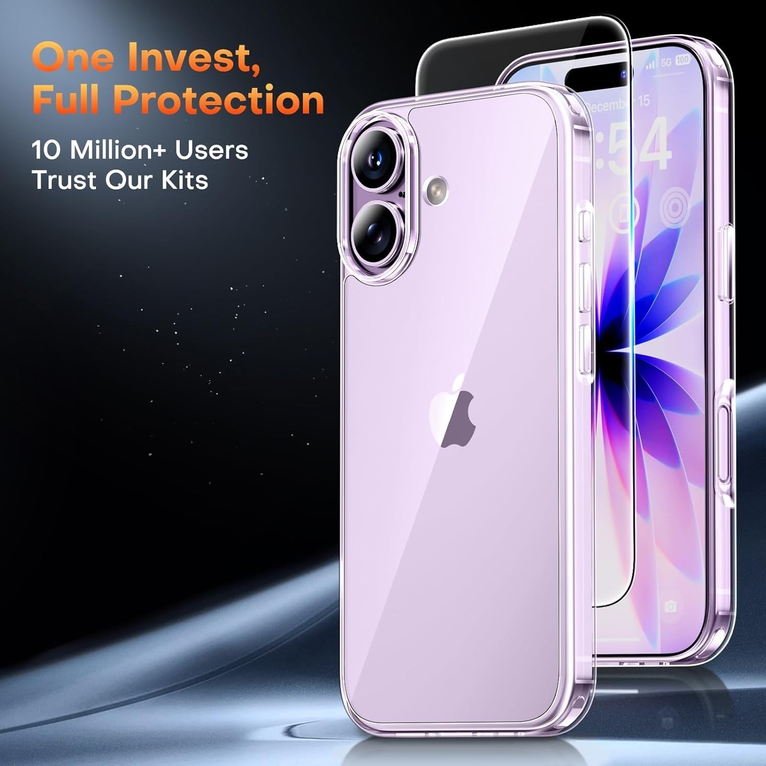 iPhone 17 Case, Anti-Yellowing Clear with Screen Protector, Shockproof Slim Desi