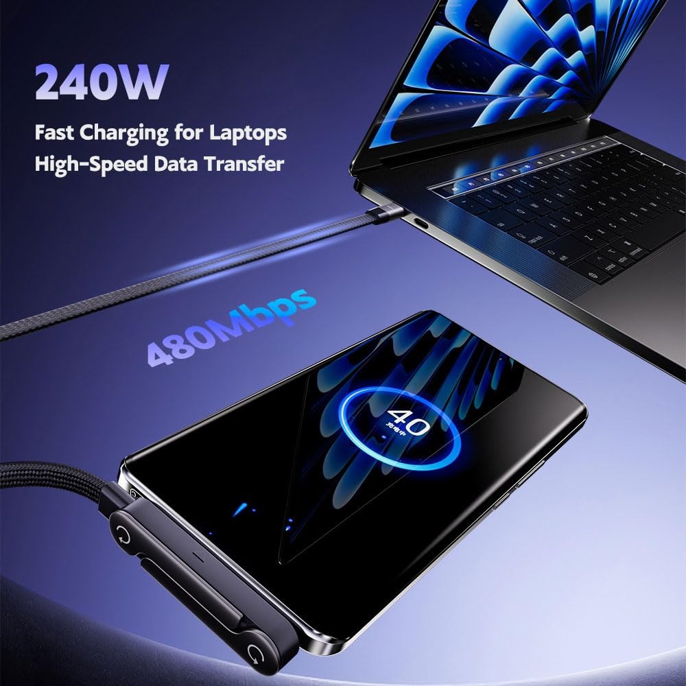 240W Fast USB-C Charging Cable for iPhone 17 Series, Samsung Galaxy S25 5FT
