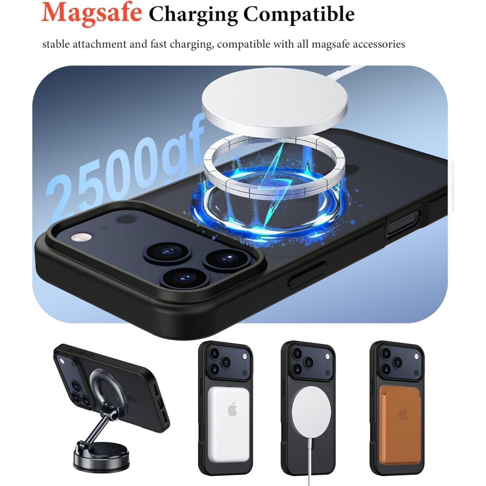 Magnetic for iPhone 17 Pro Max Case Translucent Matte Shockproof Phone Cover, Bl