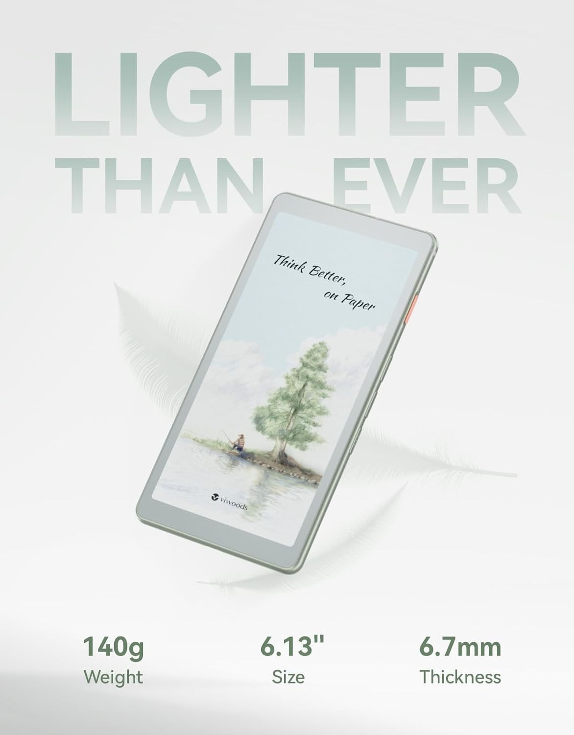 VIWOODS AiPaper Reader C 6.13”with Adjustable Warm and Cool Light AI Integrated