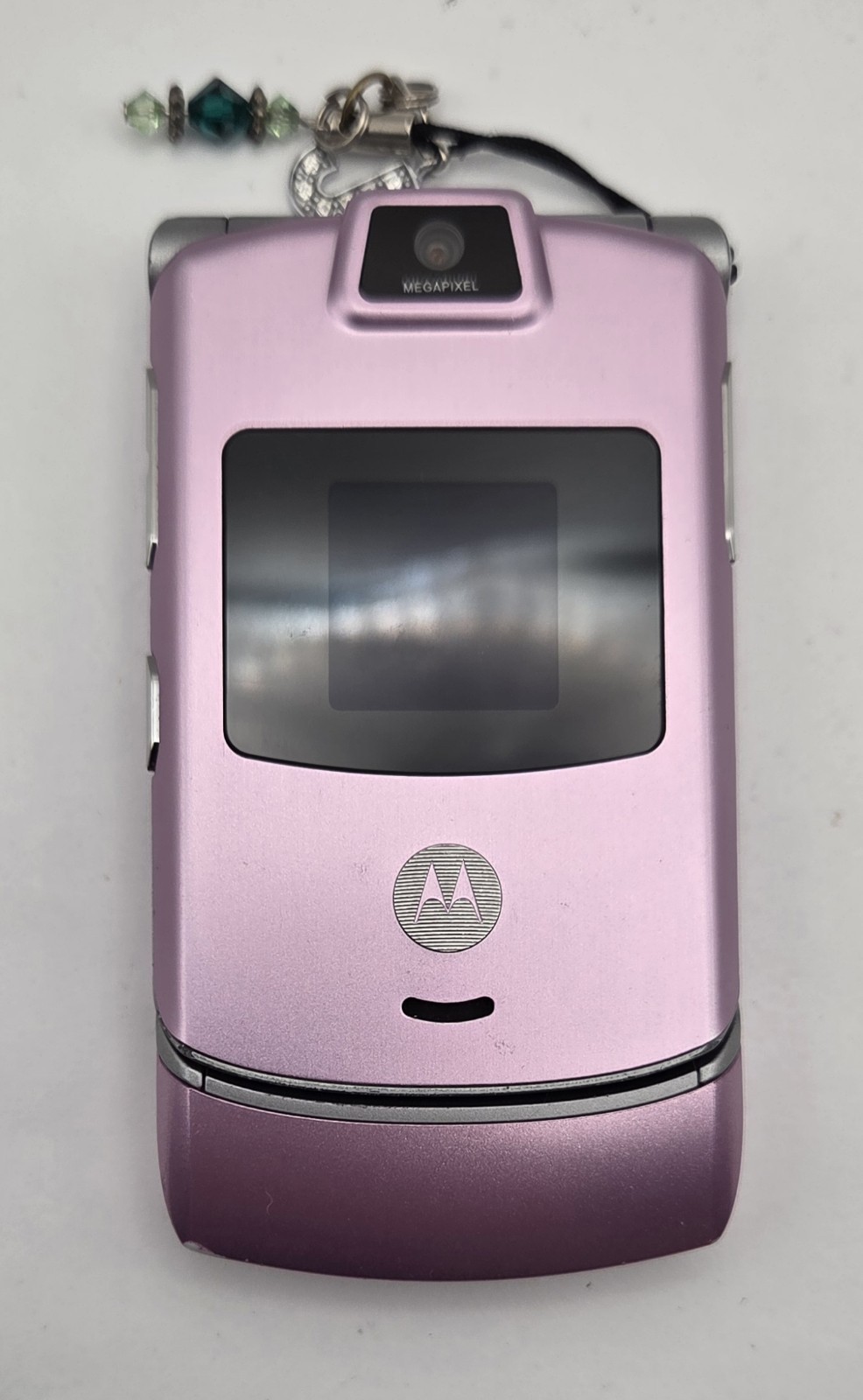 Motorola RAZR V3m Pink with Silver Vintage Rare Flip Phone Tested Works Megapix