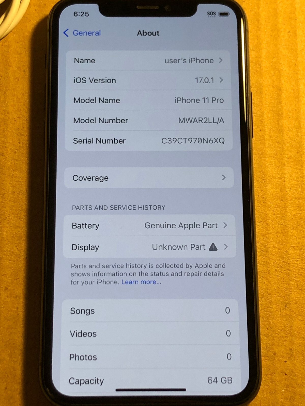 Apple iPhone 11 Pro – 64GB – Midnight Green Unlocked A2160 (CDMA + GSM) READ