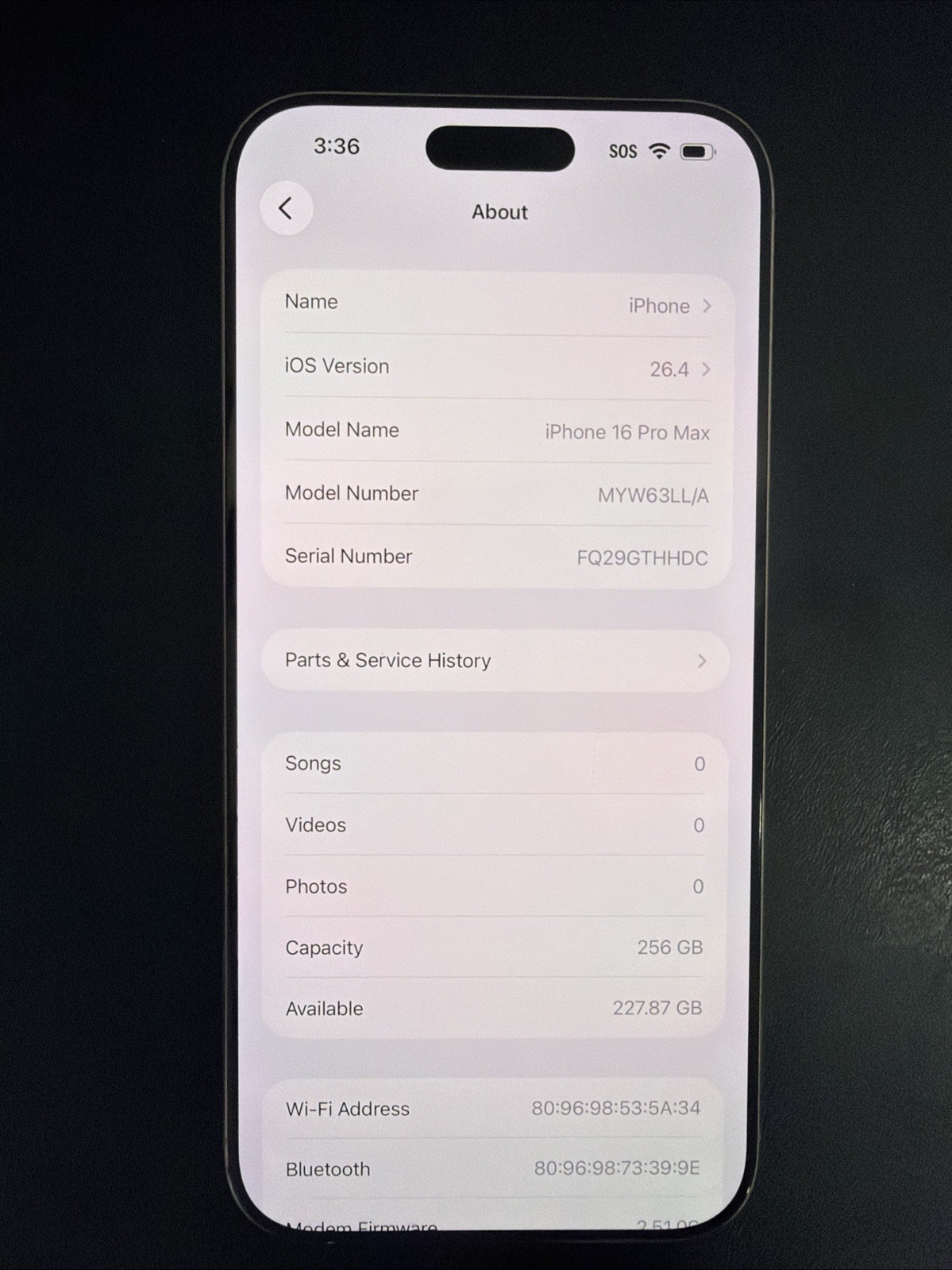 Apple iPhone 16 Pro Max 256GB Wi-Fi ONLY Fair Condition *For Parts / Repair*