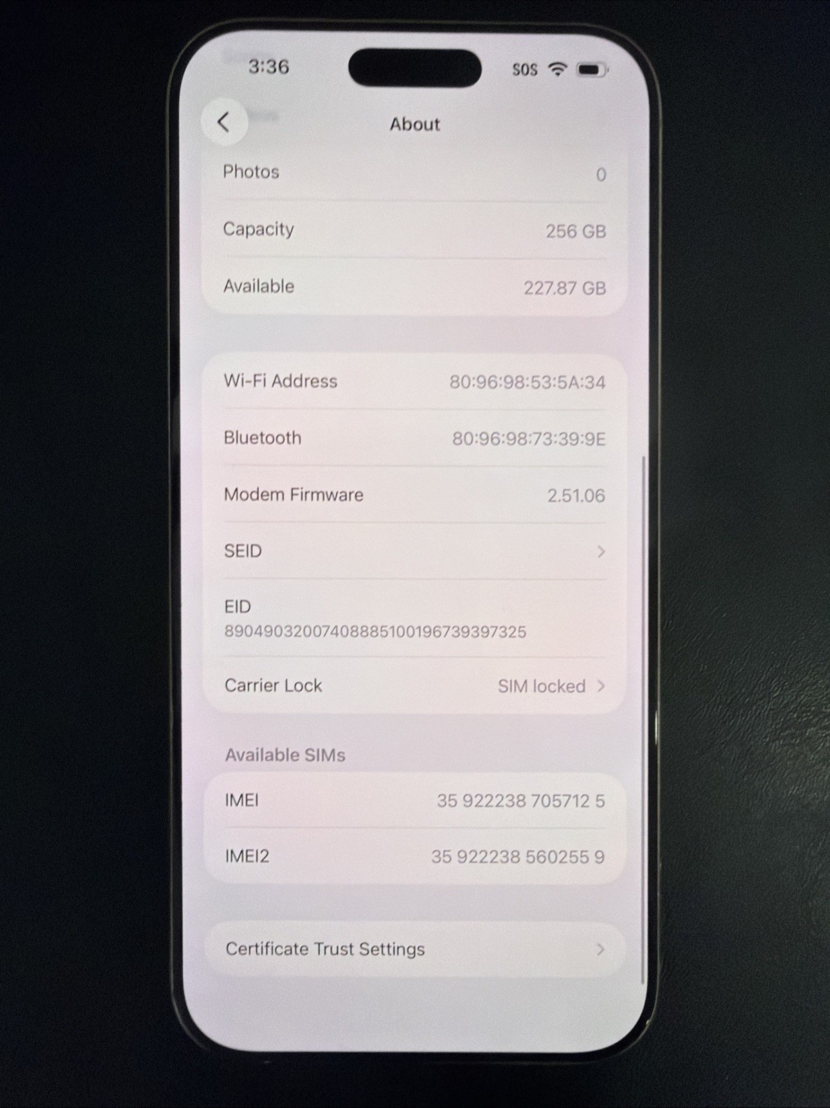 Apple iPhone 16 Pro Max 256GB Wi-Fi ONLY Fair Condition *For Parts / Repair*