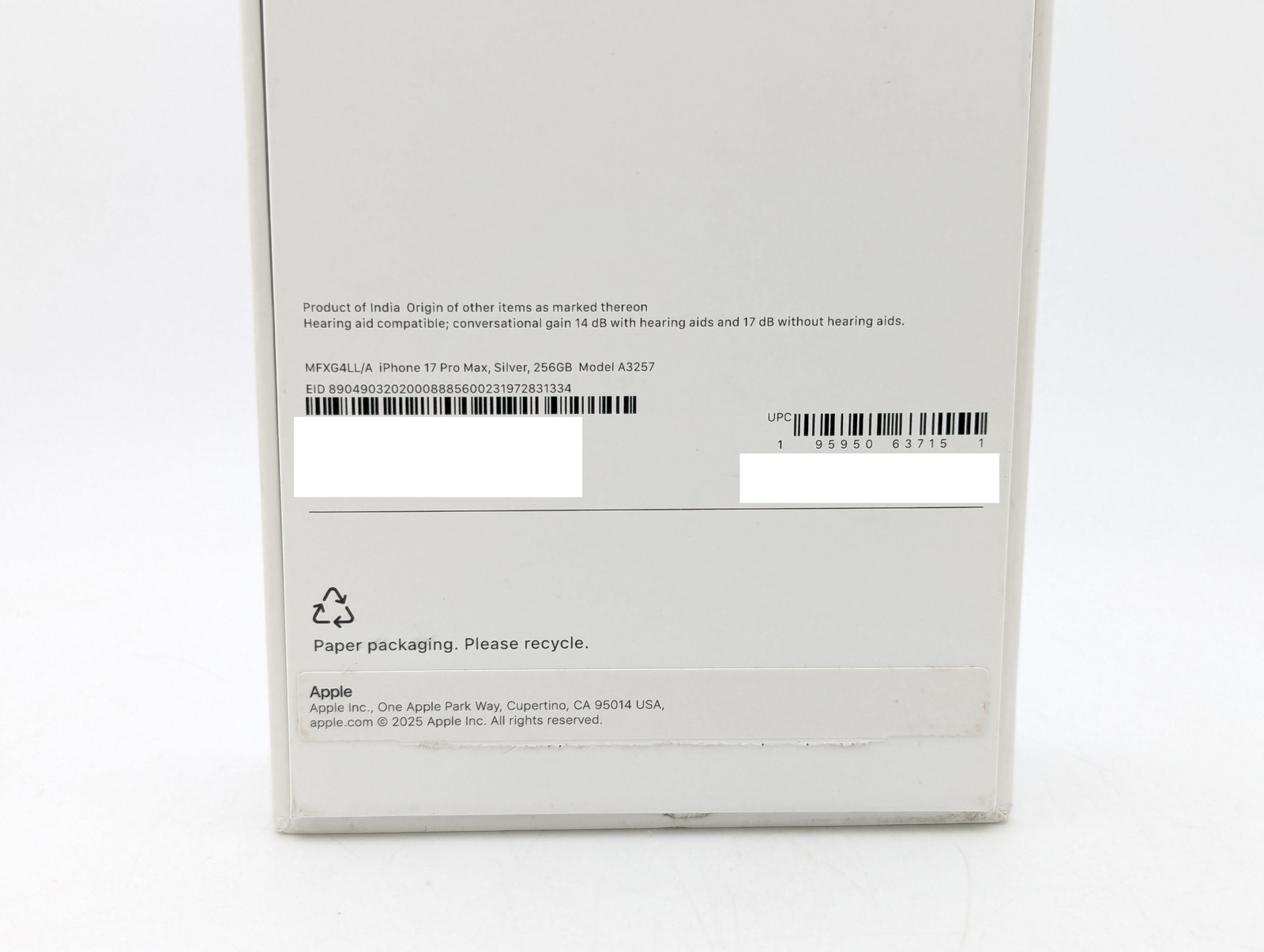 Apple iPhone 17 Pro Max A3257 256GB | Silver | US GCI (ALASKA) POLICY ONLY