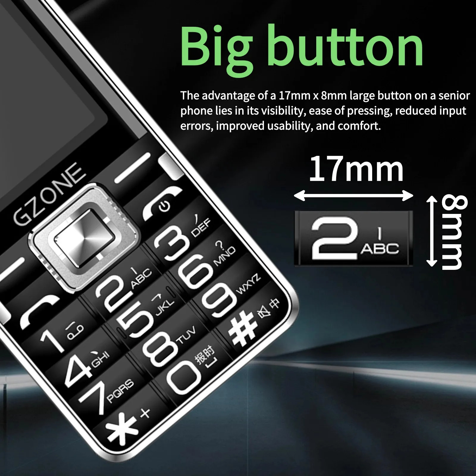 2G GSM Feature Phone SOS Call Fast Dial 2.4″ Display Large Keypad Super Loud Spe