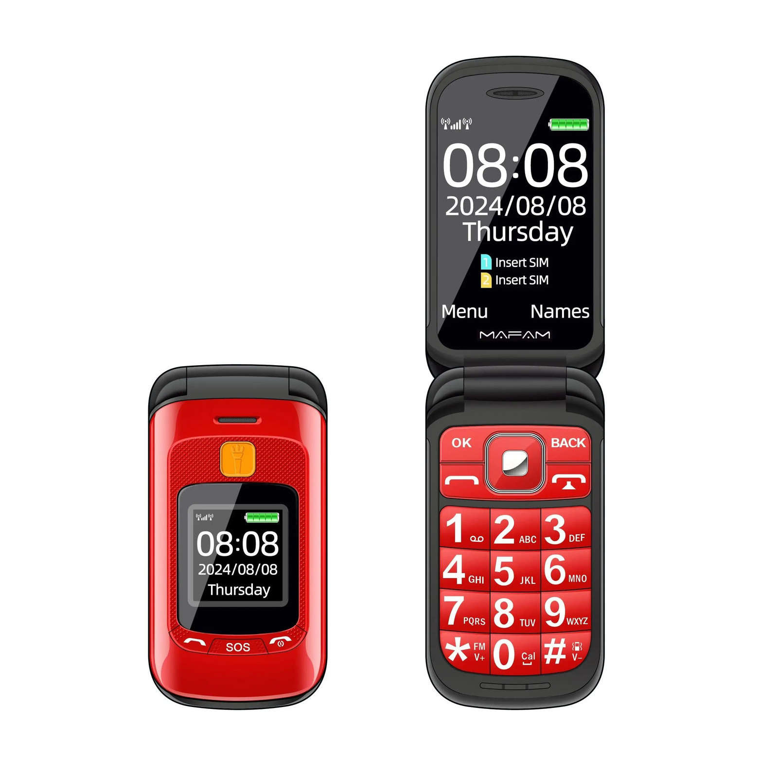 Senior Flip Dual Display Mobile Phone for Elderly Two SIM Card Large Button Spee