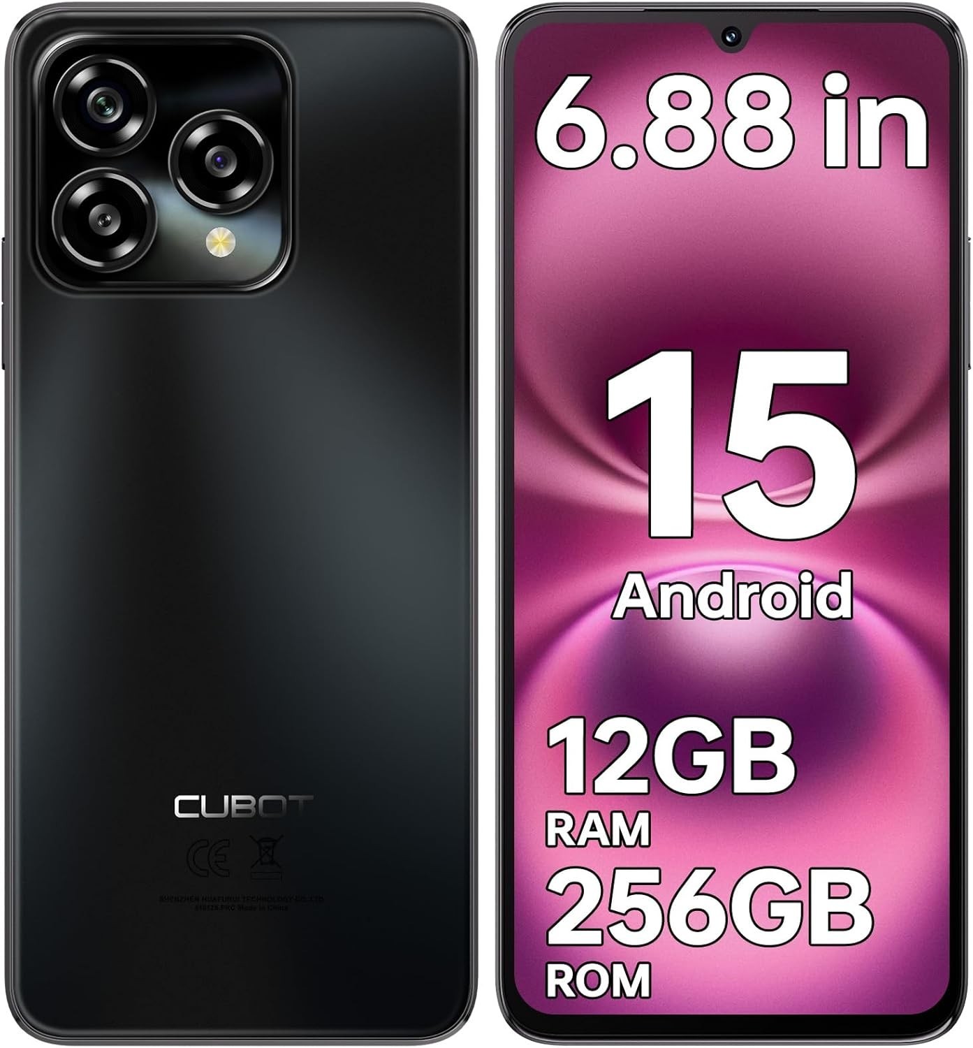 Cubot A40 Factory Unlocked-4GB RAM+256GB/TF 1TB ROM Smartphone, 6.88″ HD BK