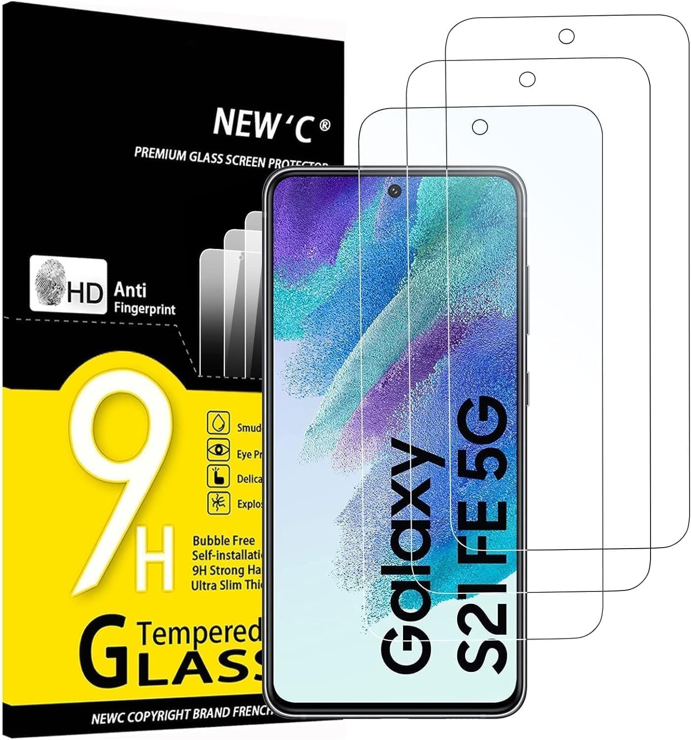 Samsung Galaxy S21 FE 5G Screen Protector Tempered Glass Bubble Free 3Pack