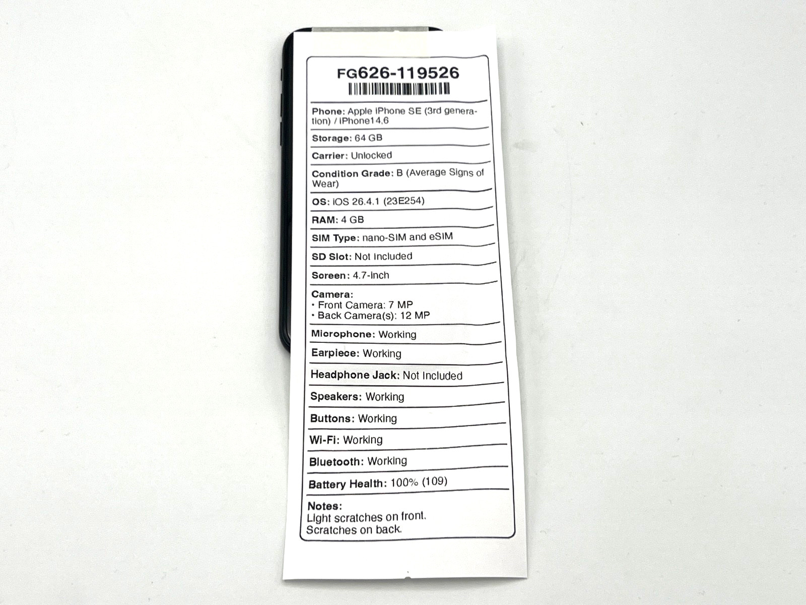 Apple iPhone SE (3rd Generation) | 64GB | Black | Unlocked | Grade B | READ