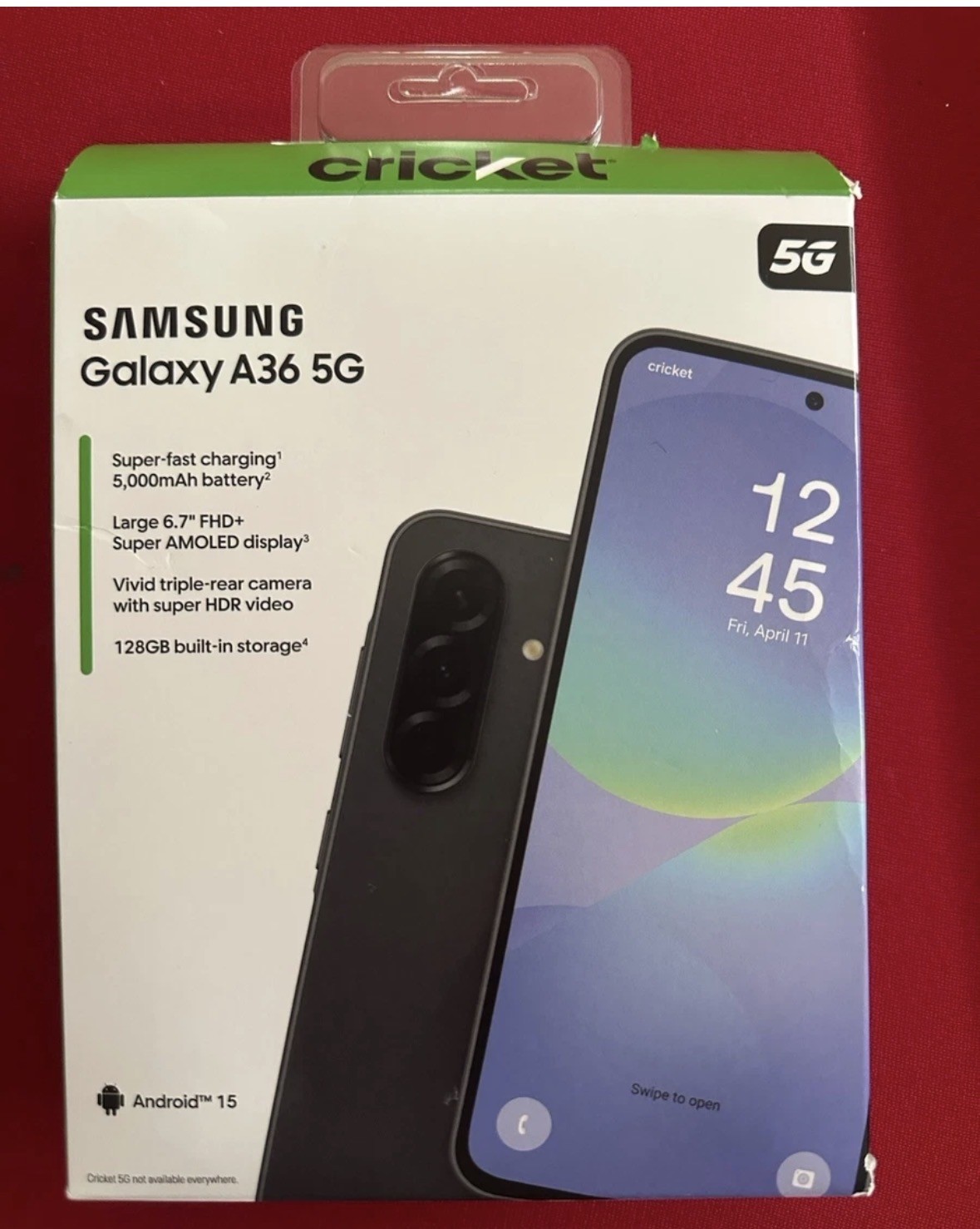 Samsung Galaxy A36 5G 6GB RAM 128GB Cricket Wireless (Prepaid) Black NEW – 57.78