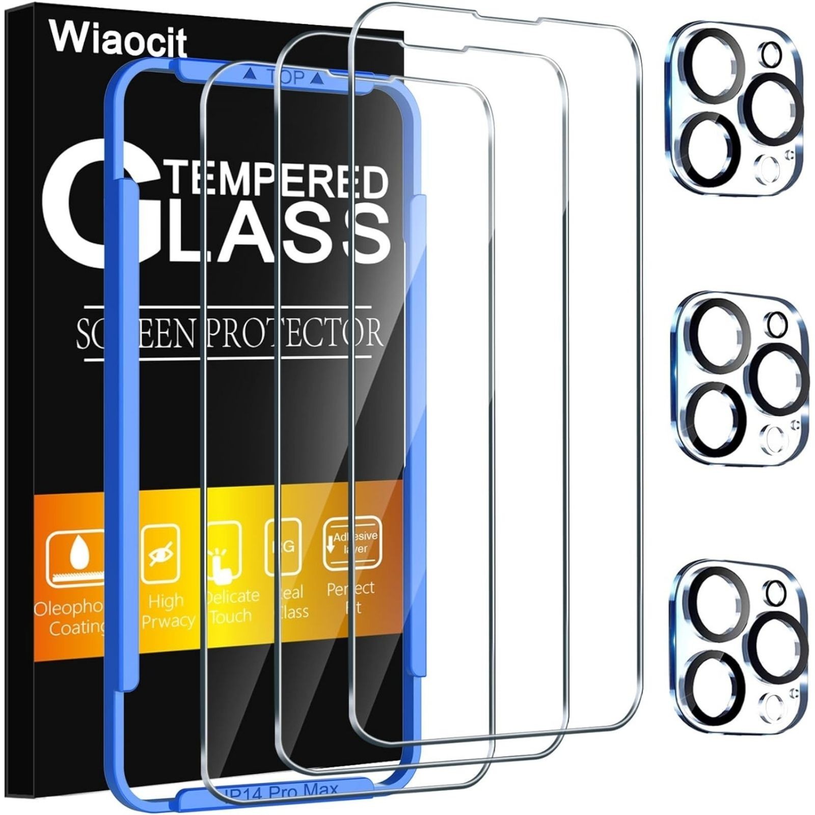 3 Pack Tempered Glass Screen Protector for iPhone 14 Pro Max, 9H Hardness
