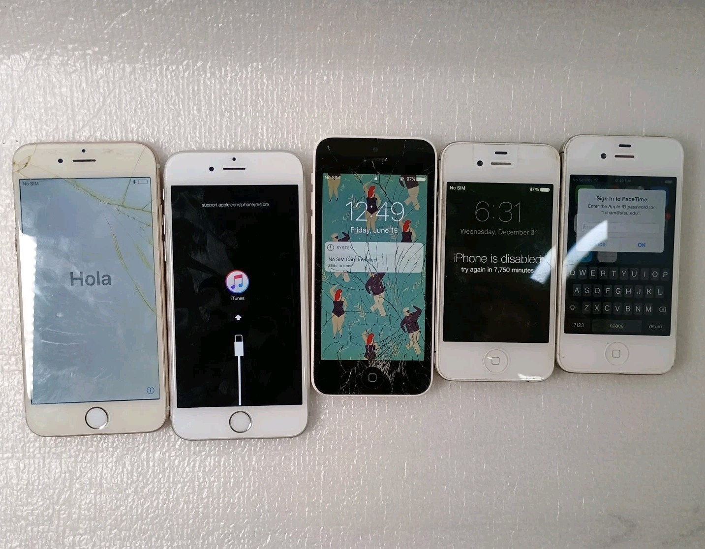 Apple iPhone Lot Parts Or Repair Model #’s A1549, A1349, A1387, A1456, A1633