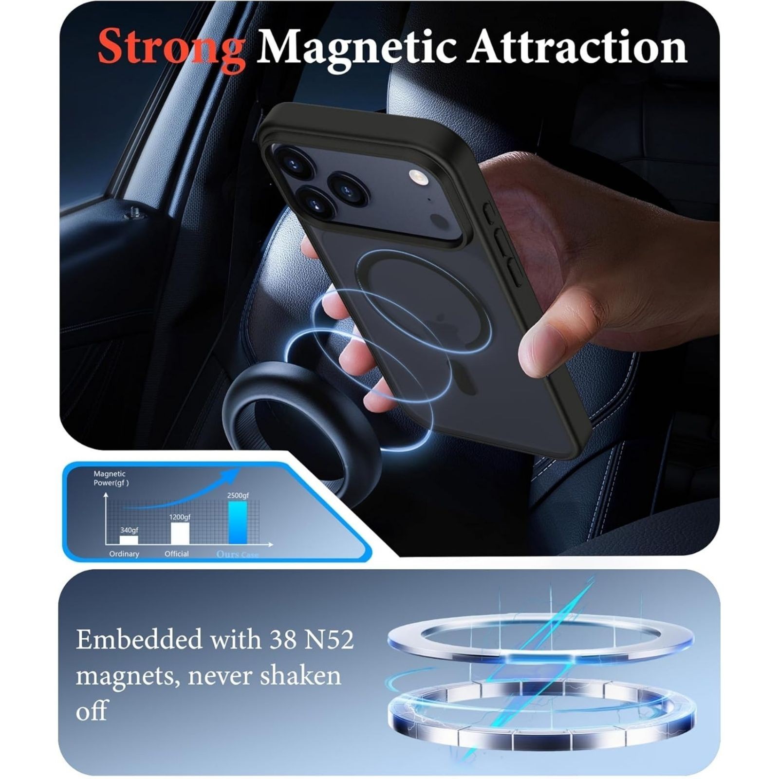 Magnetic for iPhone 17 Pro Max Case Translucent Matte Shockproof Phone Cover, Bl