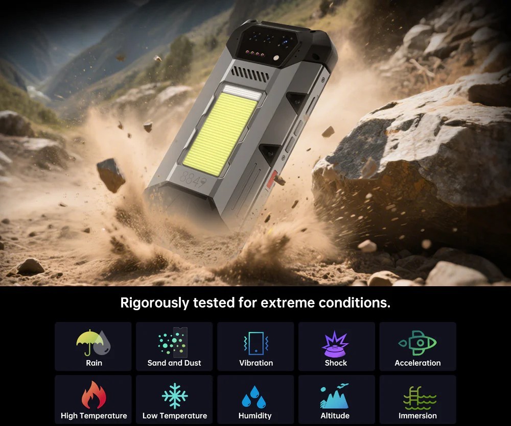 Unihertz Hike Rugged Smartphone 200M Flashlight 24GB+512GB Night Vision 23800mAh