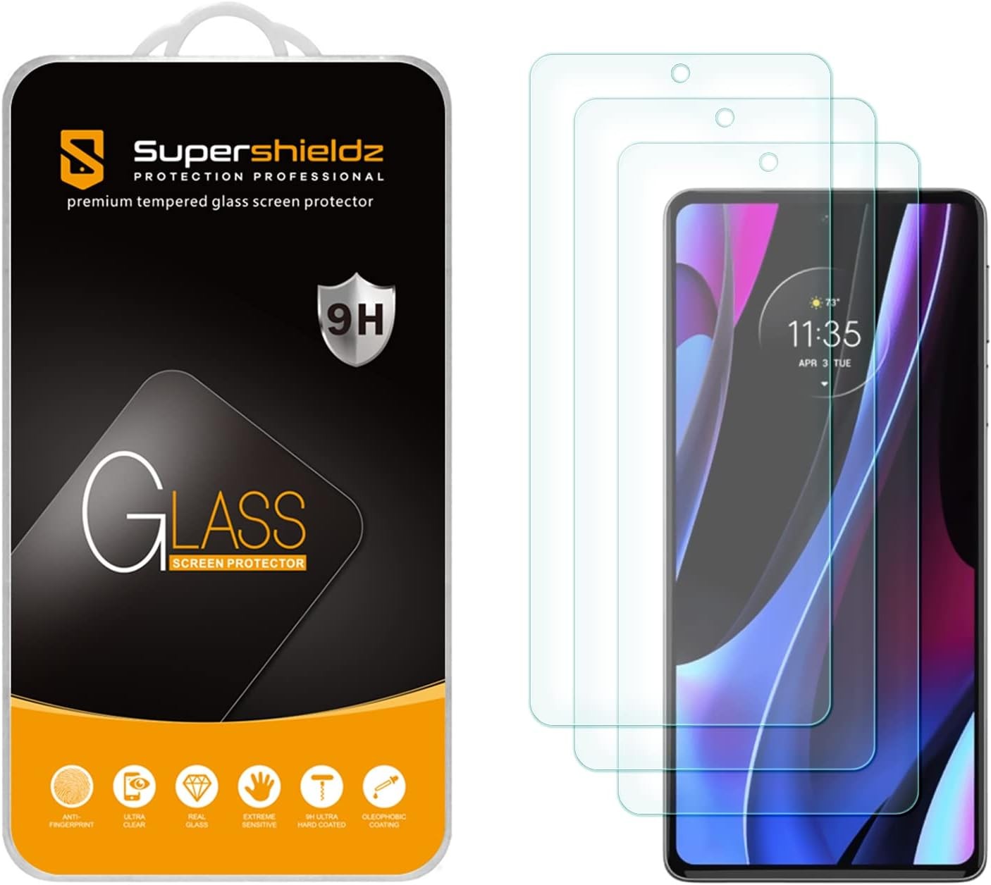 3PCS Tempered Glass Screen Protector for Motorola Edge+ Plus 2022 & 5G UW Anti S